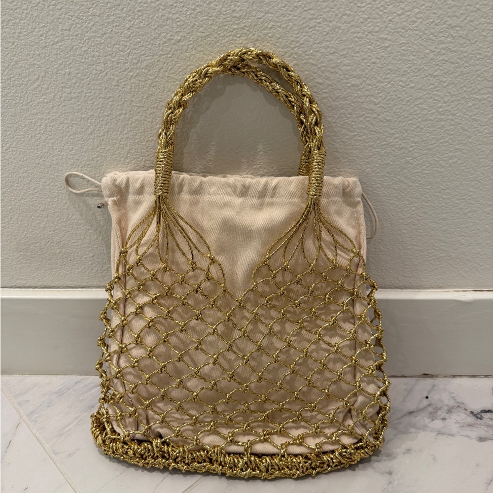 Topshop Cream and Gold Hobo Bag